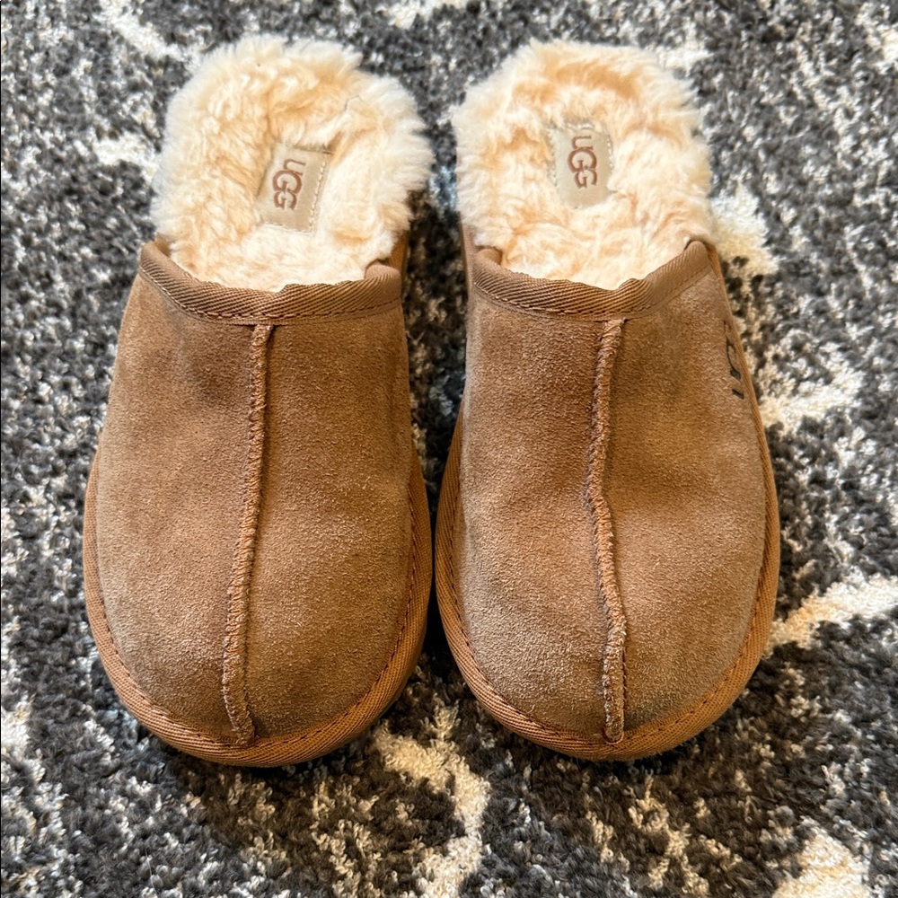 UGG Kids Tan Suede Slip-On Slippers
